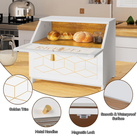 Golden-trim design adds subtle luxury to any kitchen counter