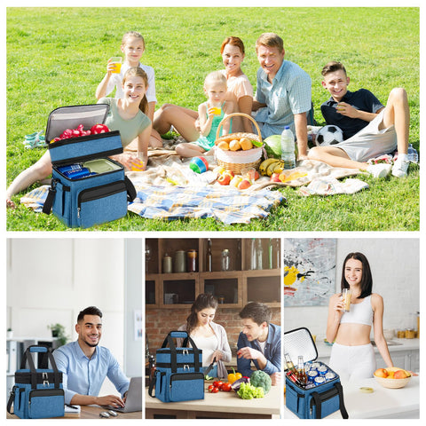 Holuxer blue 15L lunch bag provides ample capacity for daily meals.