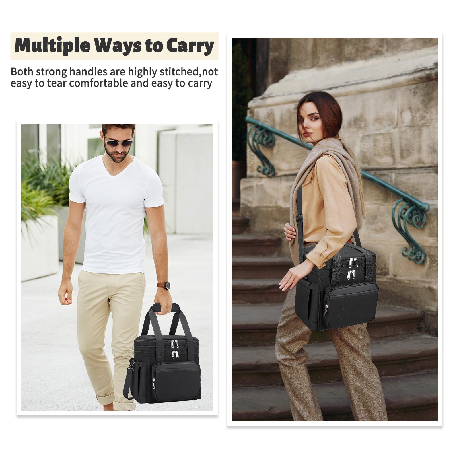 Holuxer lunch bag expandable top compartment increases capacity for extra meals