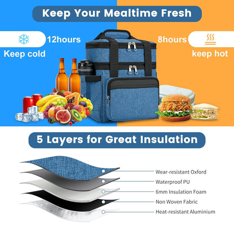 Holuxer insulated lunch bag side-pocket-and-carry offers convenient storage and access.