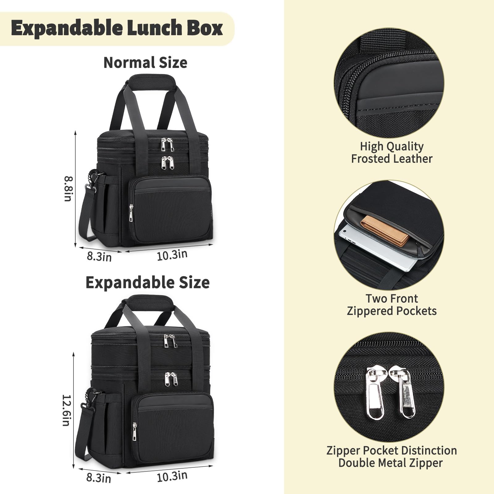 Holuxer insulated lunch bag skeleton structure adds premium silhouette