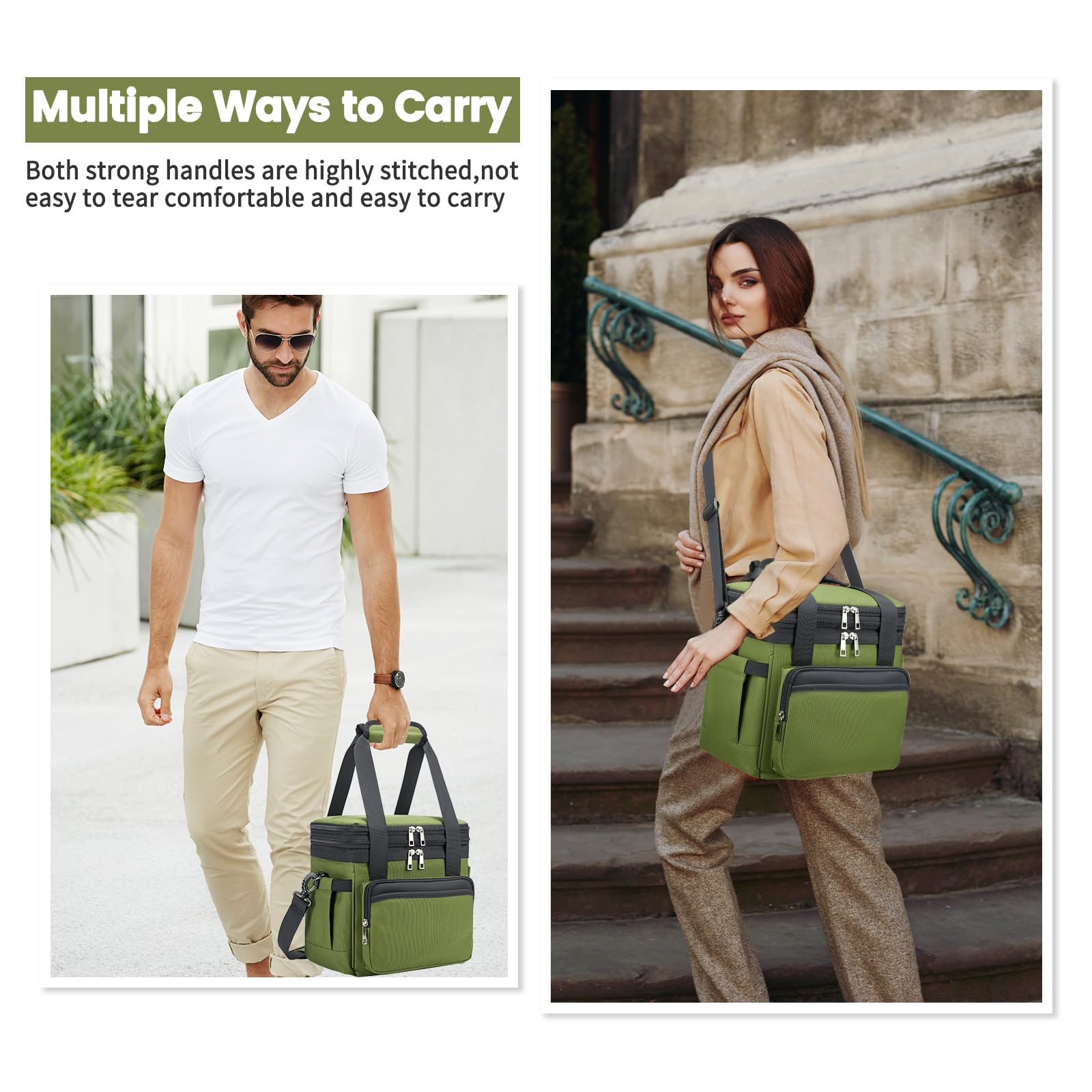 Holuxer expandable double-layer lunch bag showing versatile capacity