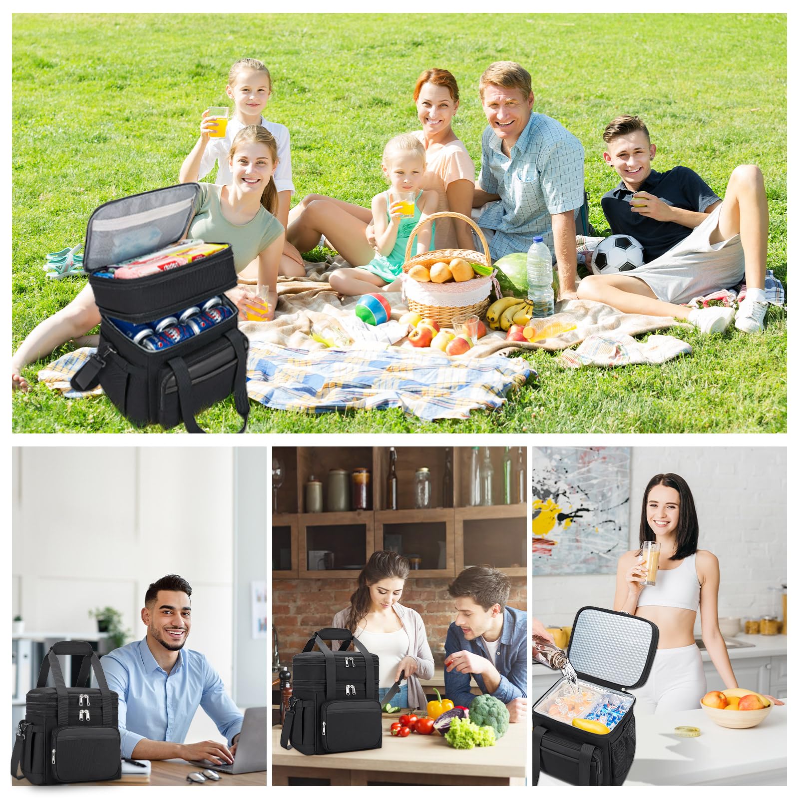 Holuxer insulated bag offers hand, shoulder, or crossbody carrying options