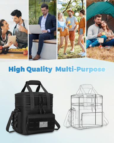 Holuxer Tactical Lunch Bag waterproof outer protects contents from light rain.