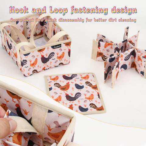 Homakover chicken-pattern-canvas-egg-bag adds farmhouse charm to chickens' eggs.