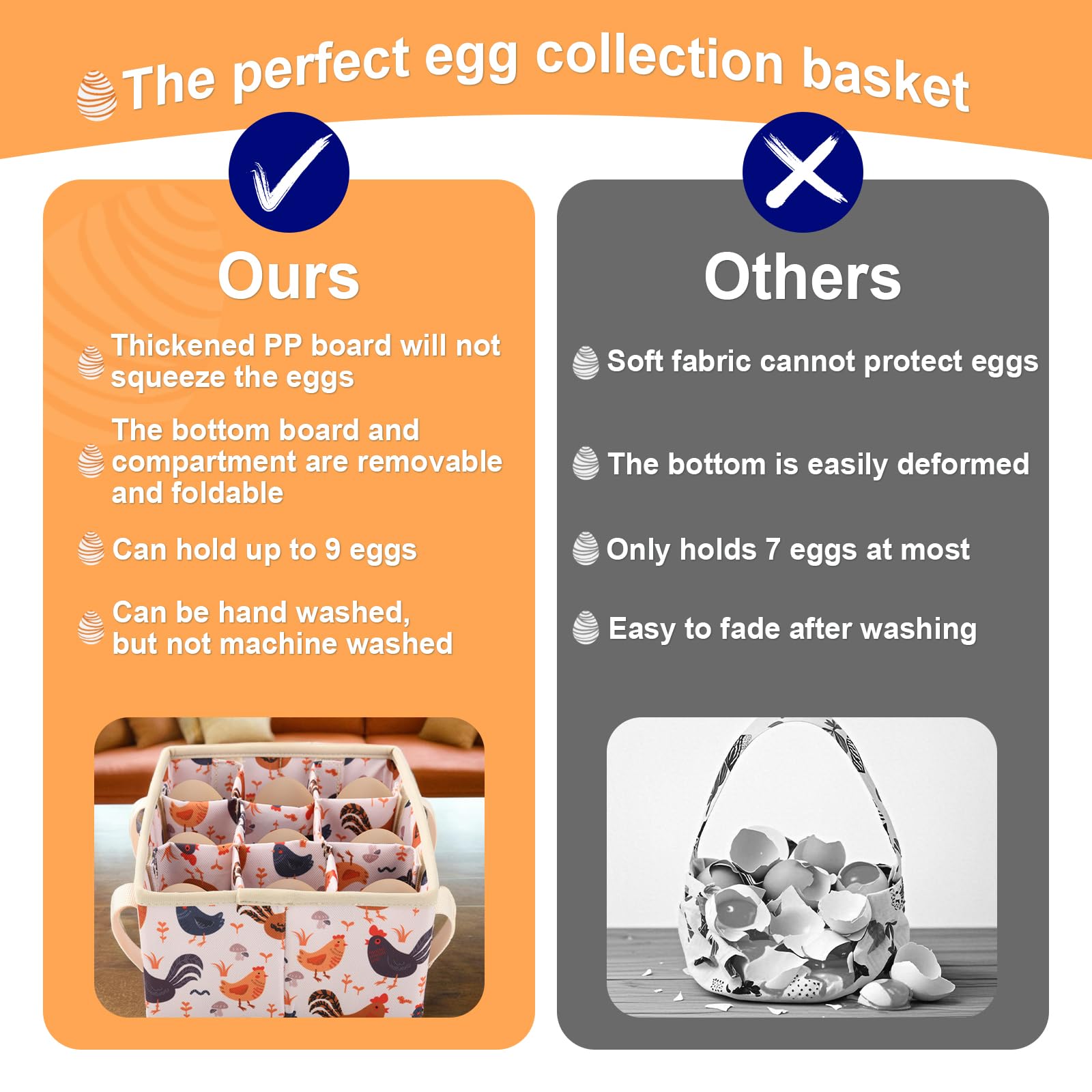 Homakover strong-stitching-egg-bag durable canvas with reinforced seams for daily farm use.