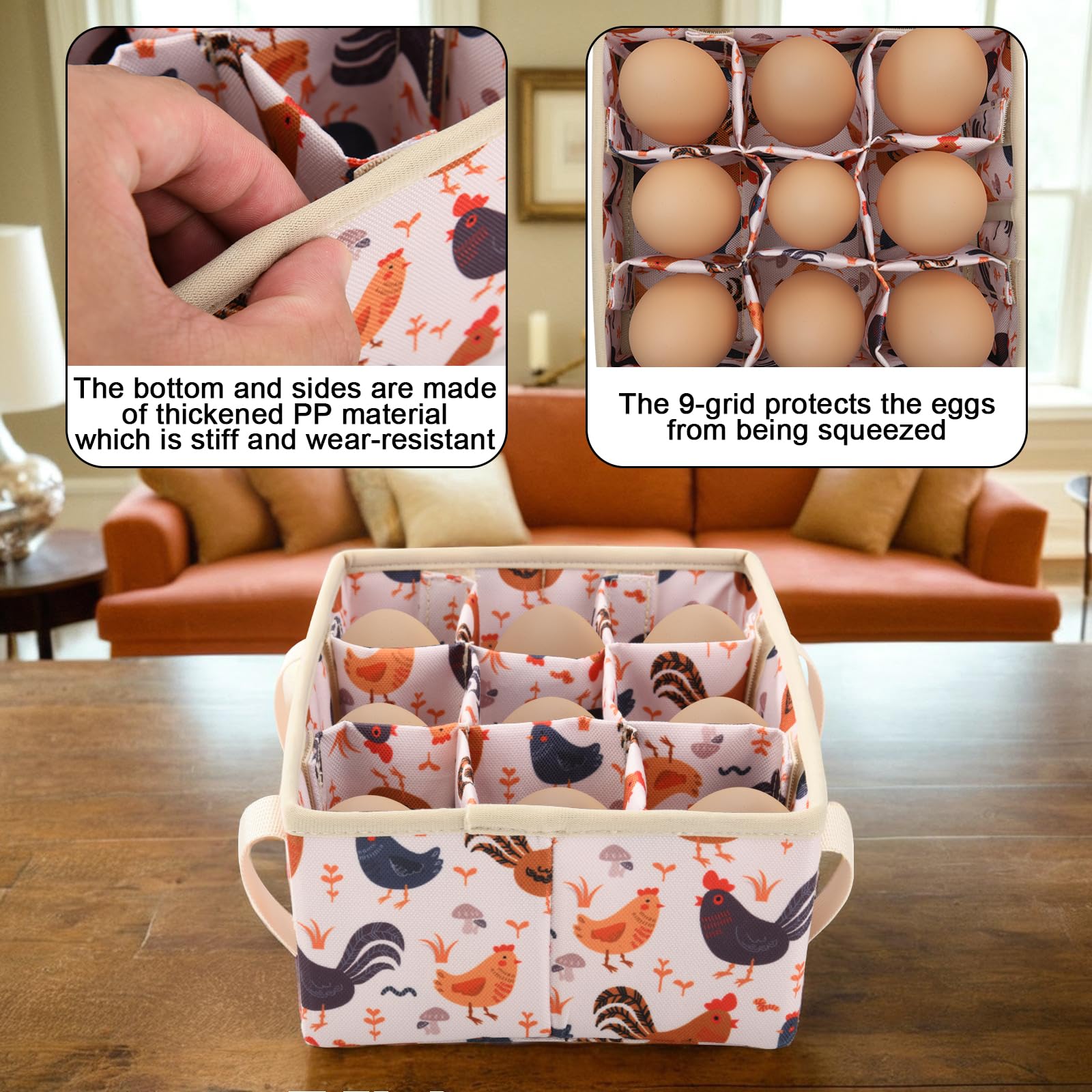 Homakover wide-sturdy-handle-egg-basket easy carrying between coops and markets.