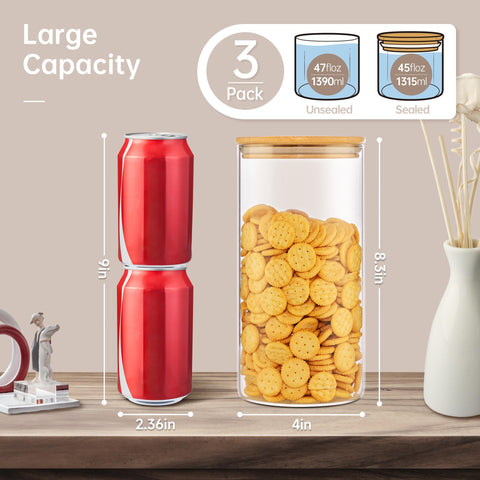HomArtist 3-pack glass storage with wide mouth for easy refilling and measuring.