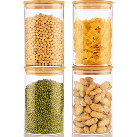 HomArtist 32oz glass jars with bamboo lids for fresh pantry storage