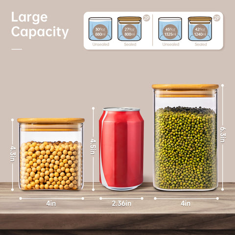 HomArtist 42oz jar, top view, airtight seal and stackable design.