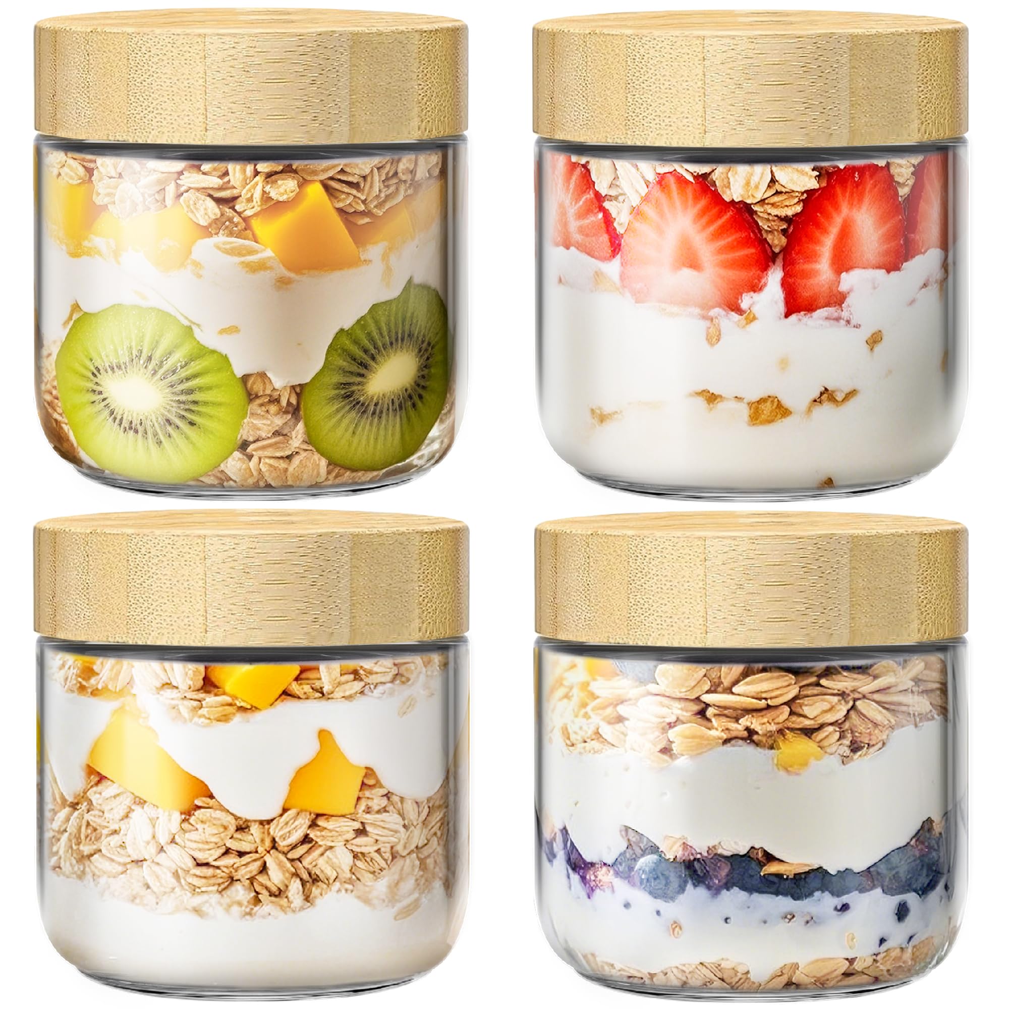 HomArtist 4-pack 10oz jars with bamboo lids for easy meal prep and on-the-go meals