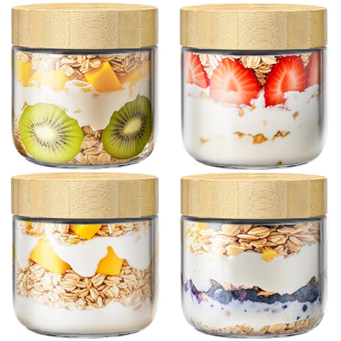 HomArtist 4-pack 10oz jars with bamboo lids for easy meal prep and on-the-go meals