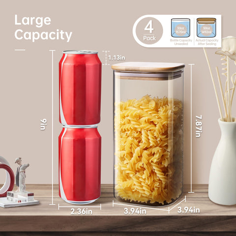 HomArtist 53 oz wide-mouth jars clearly display contents for quick stock checks.