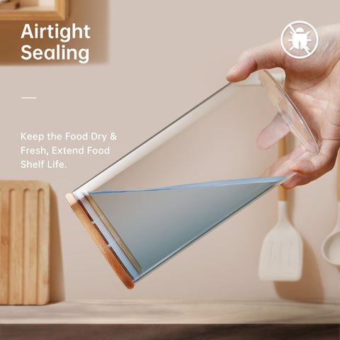 HomArtist bamboo airtight lid seals with silicone to protect contents.