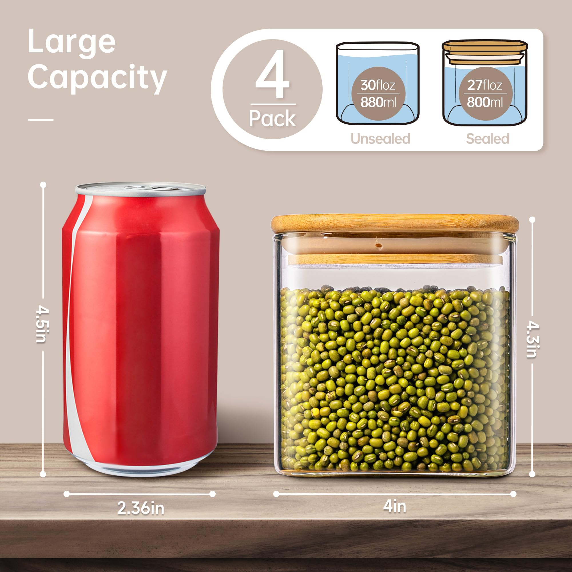 HomArtist bamboo lids close-up showing airtight seal that helps keep ingredients fresh.