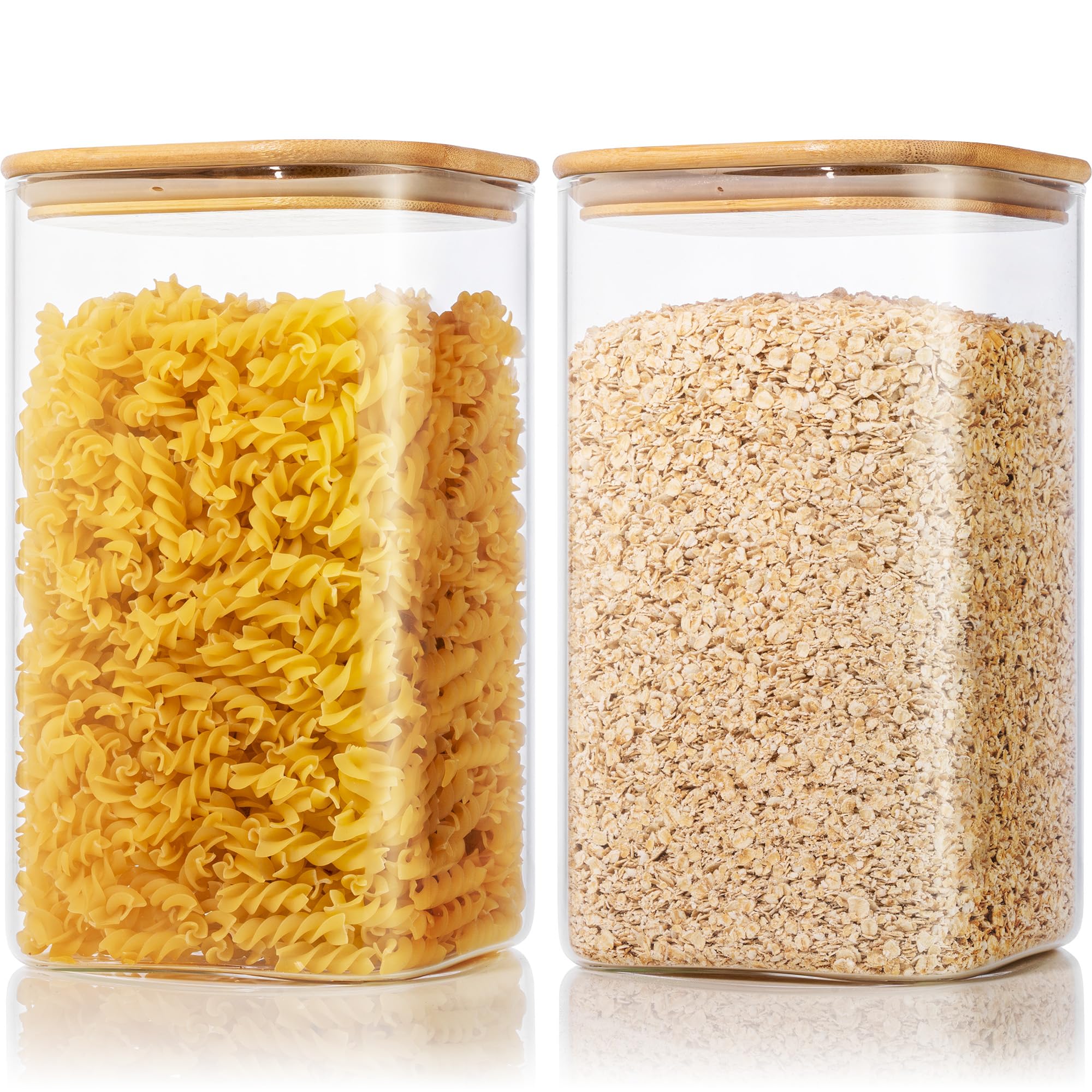 HomArtist extra large glass flour container with airtight seal.