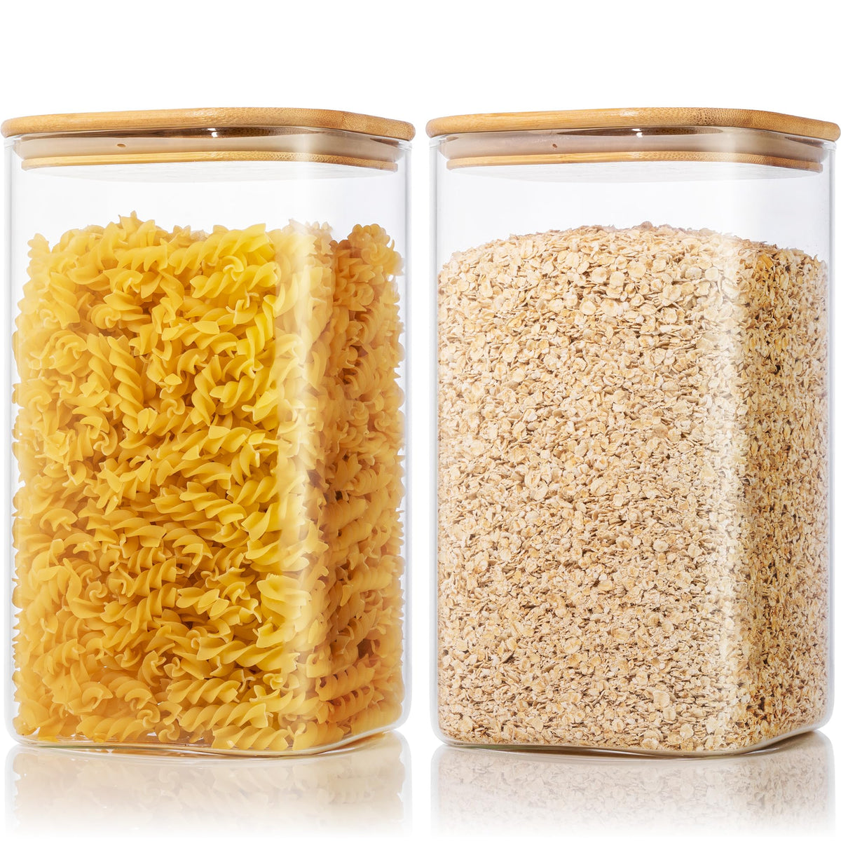 HomArtist extra large glass flour container with airtight seal.