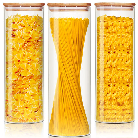 HomArtist glass jar set of 3 front view for pantry storage and pasta