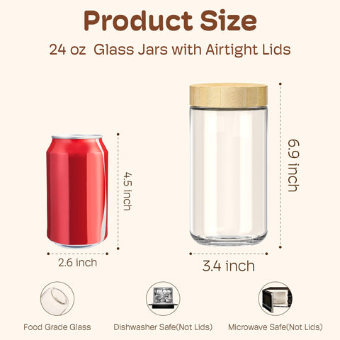 HomArtist glass jar with wide mouth and 3-4 inch opening for easy filling and cleaning.