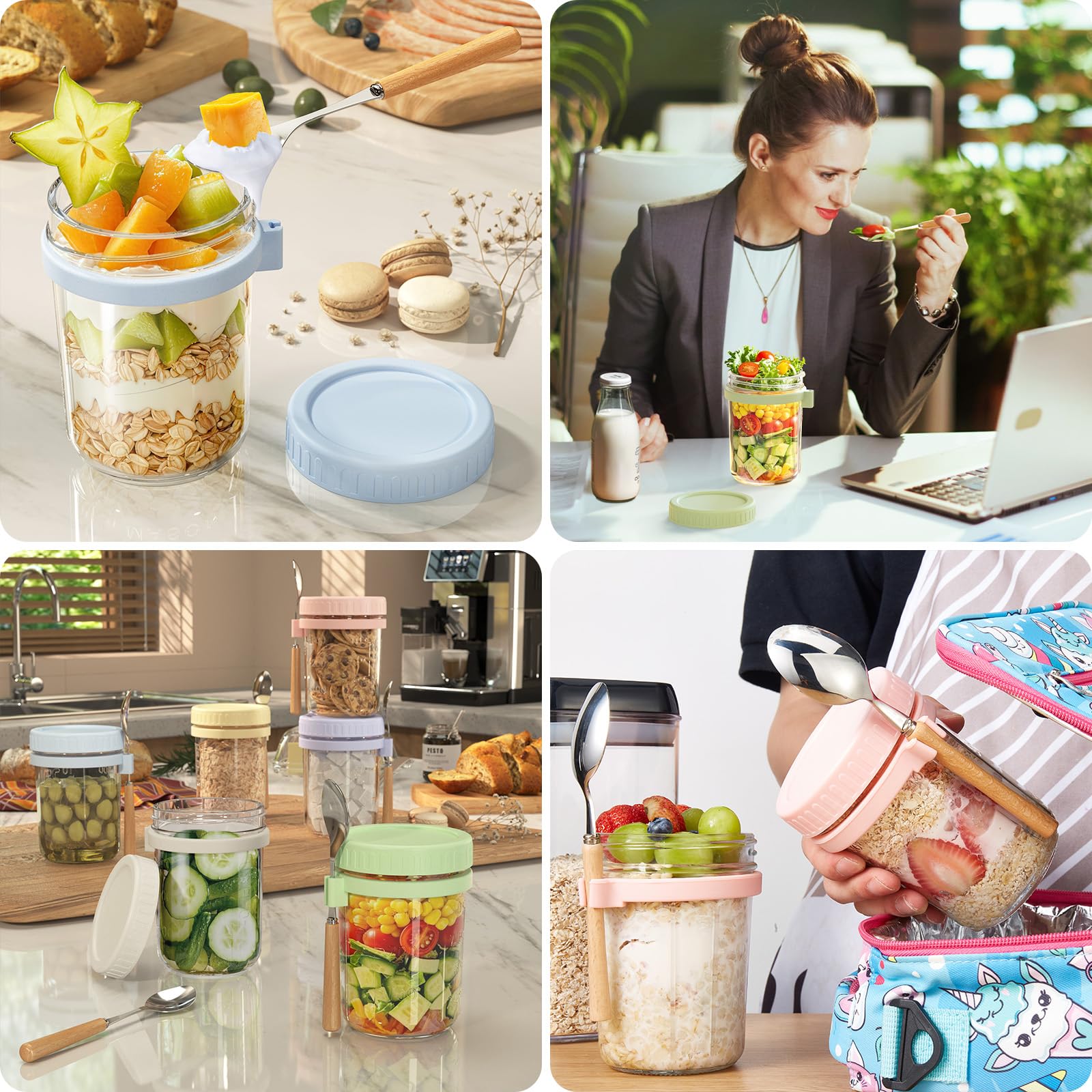 HomArtist multi-use jar for oats, yogurt, salads, or chia pudding.