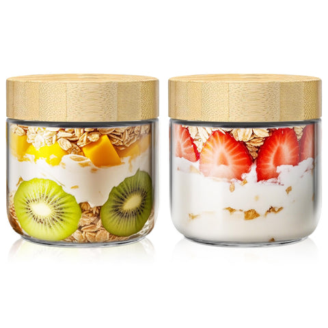 HomArtist overnight oats container with bamboo lid, ideal for quick, portion-controlled breakfasts.