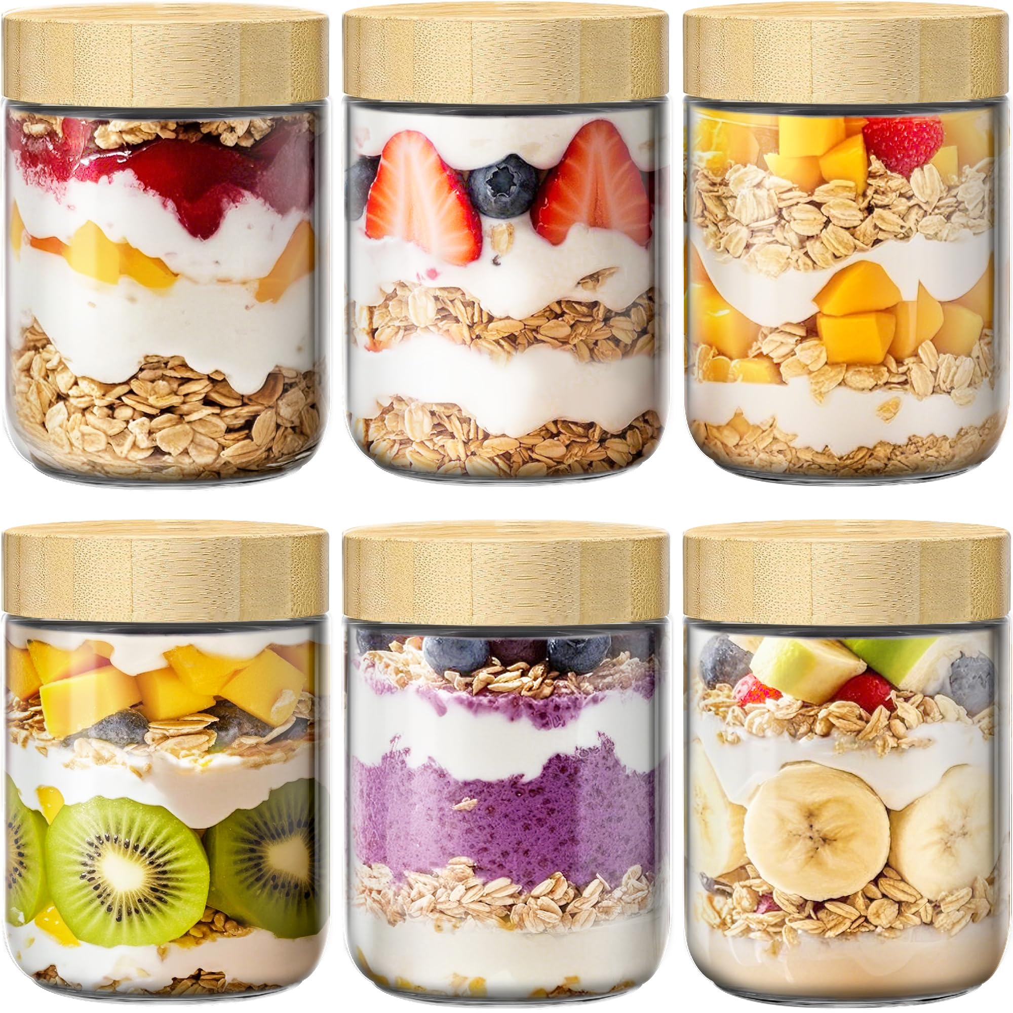 HomArtist overnight oats jar with bamboo lid for easy meal prep and freshness.