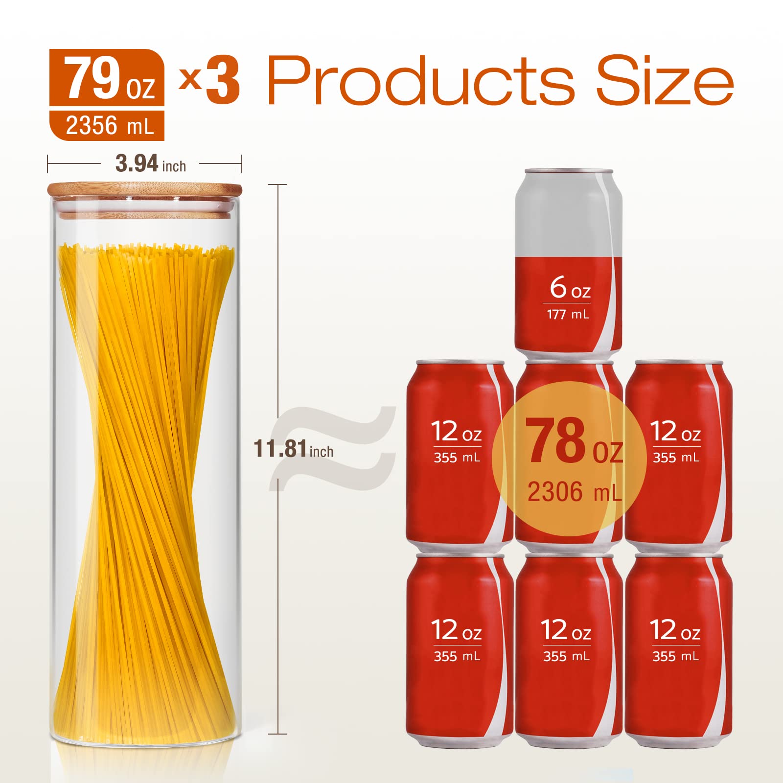 HomArtist tall glass jar with wide mouth for easy refilling of dry goods