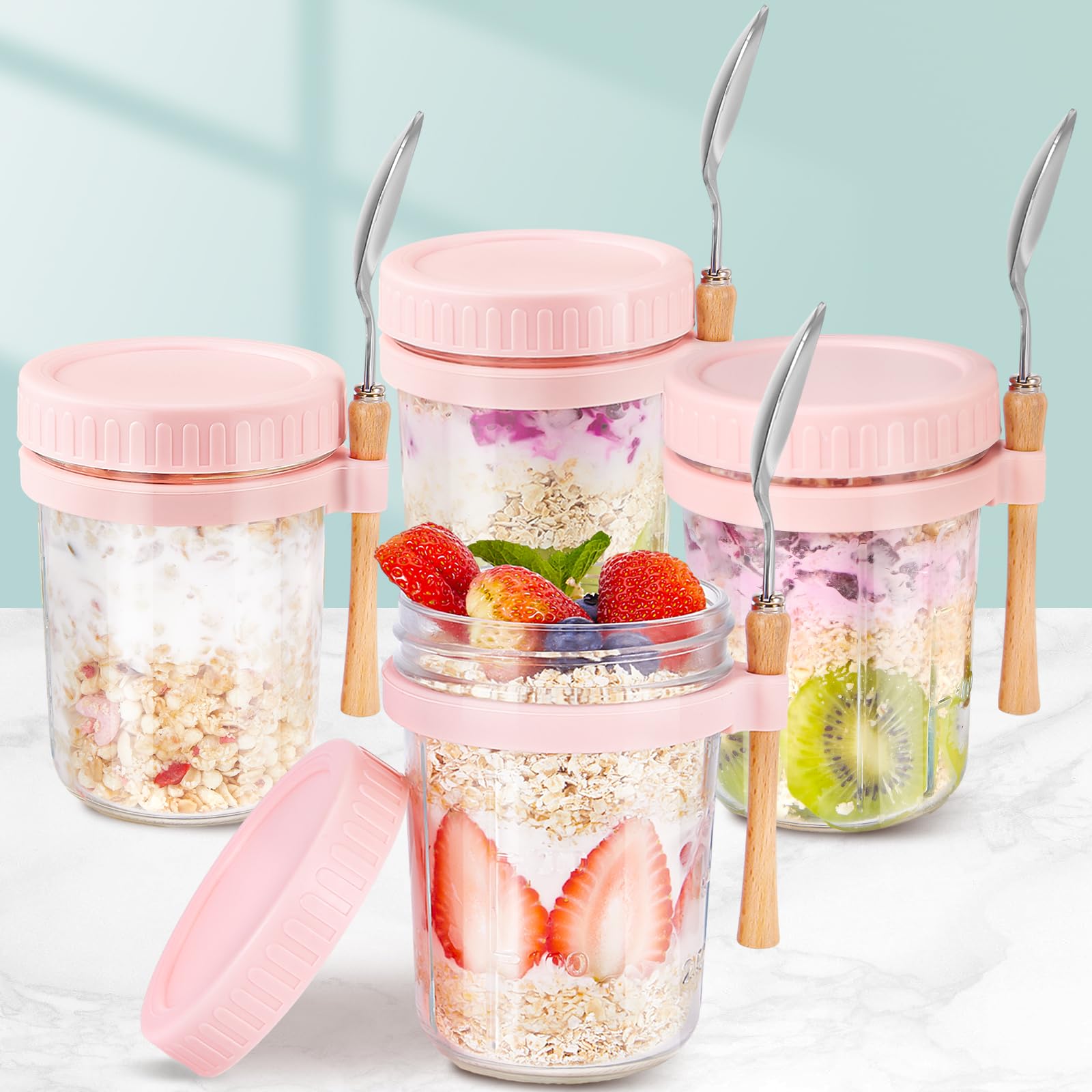 Versatile HomArtist 4-pack for oats, yogurt, salads, or chia puddings.