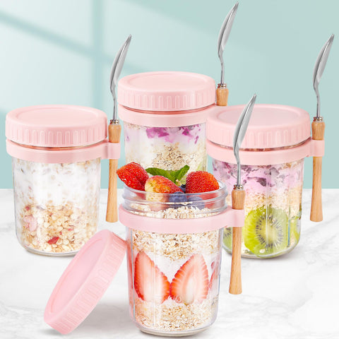 Versatile HomArtist 4-pack for oats, yogurt, salads, or chia puddings.