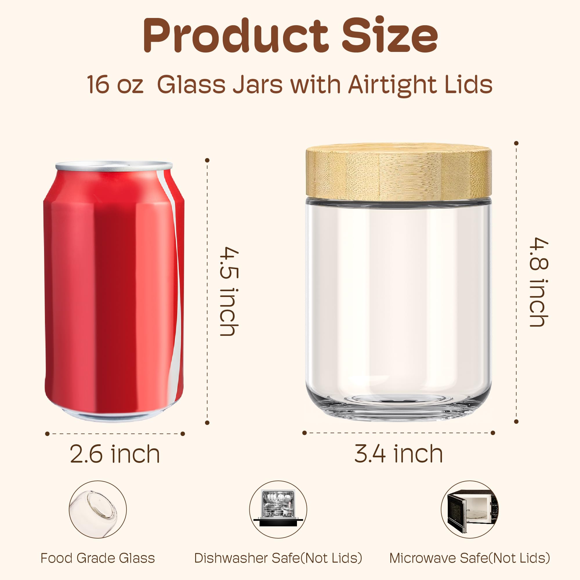 HomArtist wide-mouth glass jar with airtight seal for fresher leftovers.