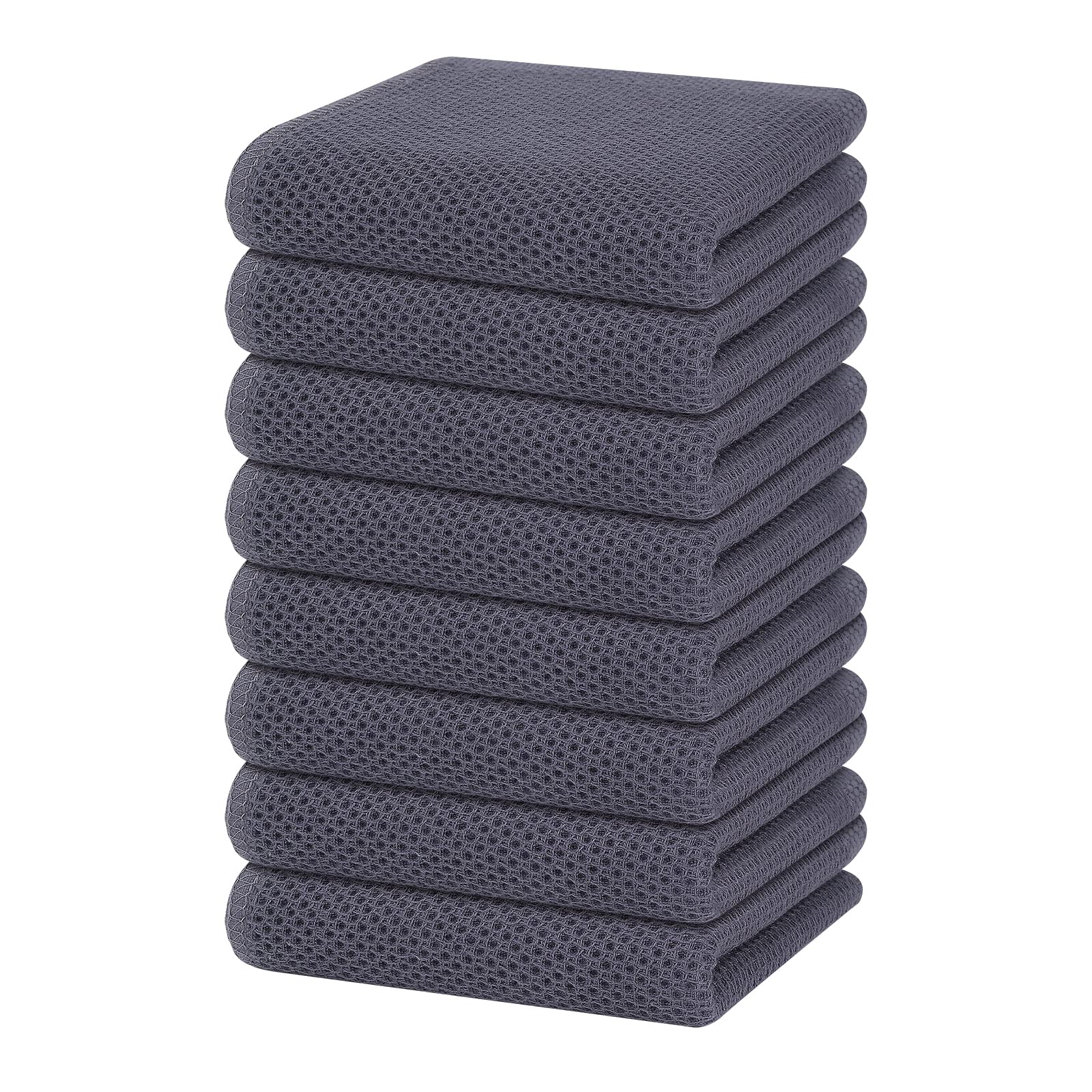 Homaxy waffle towel in dark grey, rolled view showing soft cotton texture