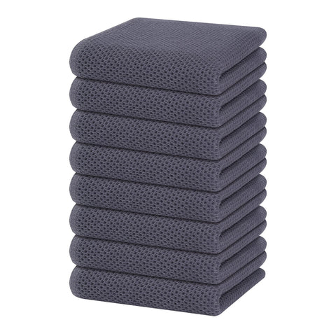 Homaxy waffle towel in dark grey, rolled view showing soft cotton texture