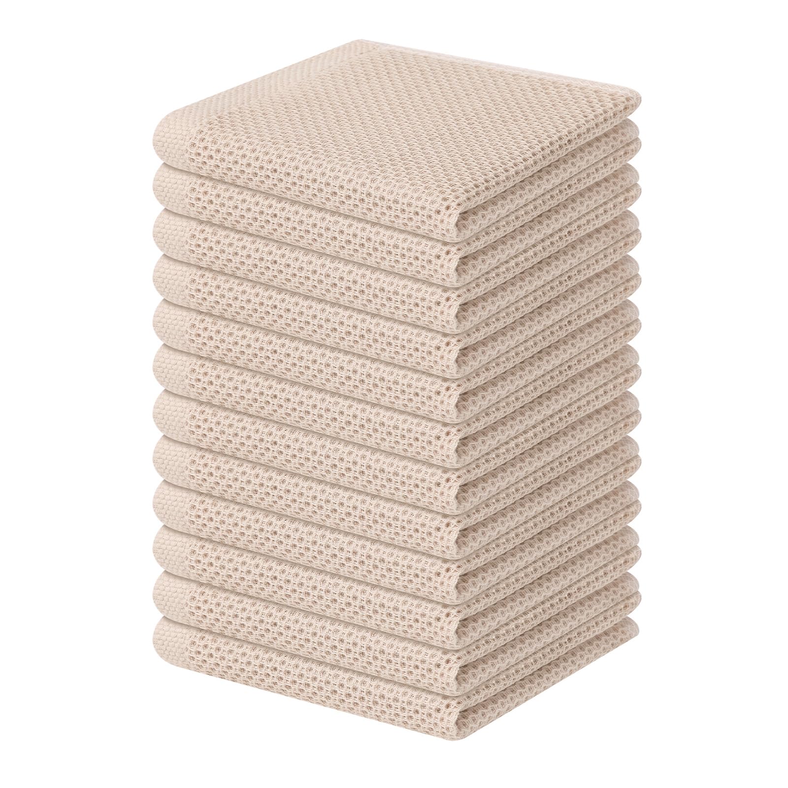 Homaxy 100% cotton waffle dishcloth in beige, soft and durable for daily drying.