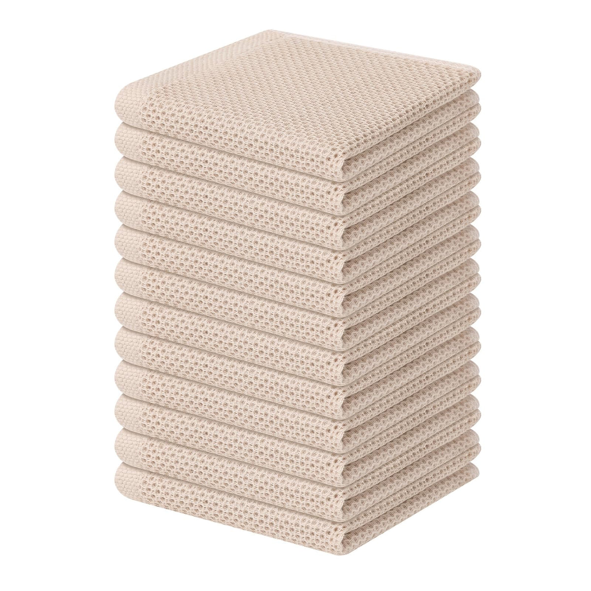 Homaxy 100% cotton waffle dishcloth in beige, soft and durable for daily drying.