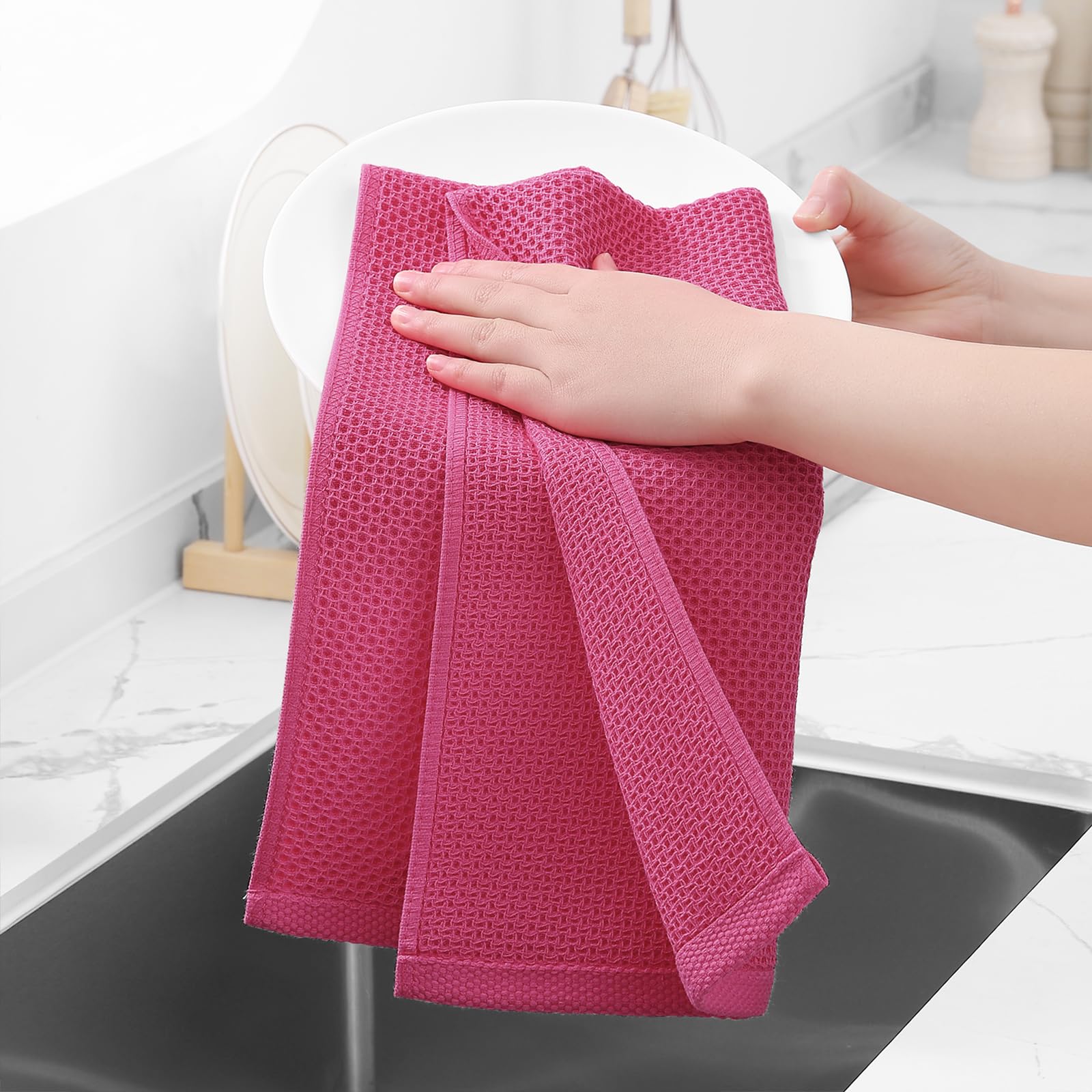 Homaxy four-pack dish towels in vibrant colors for kitchen coherence