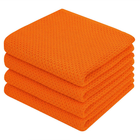 Homaxy 4-pack orange dish towels in vibrant color for versatile kitchen tasks