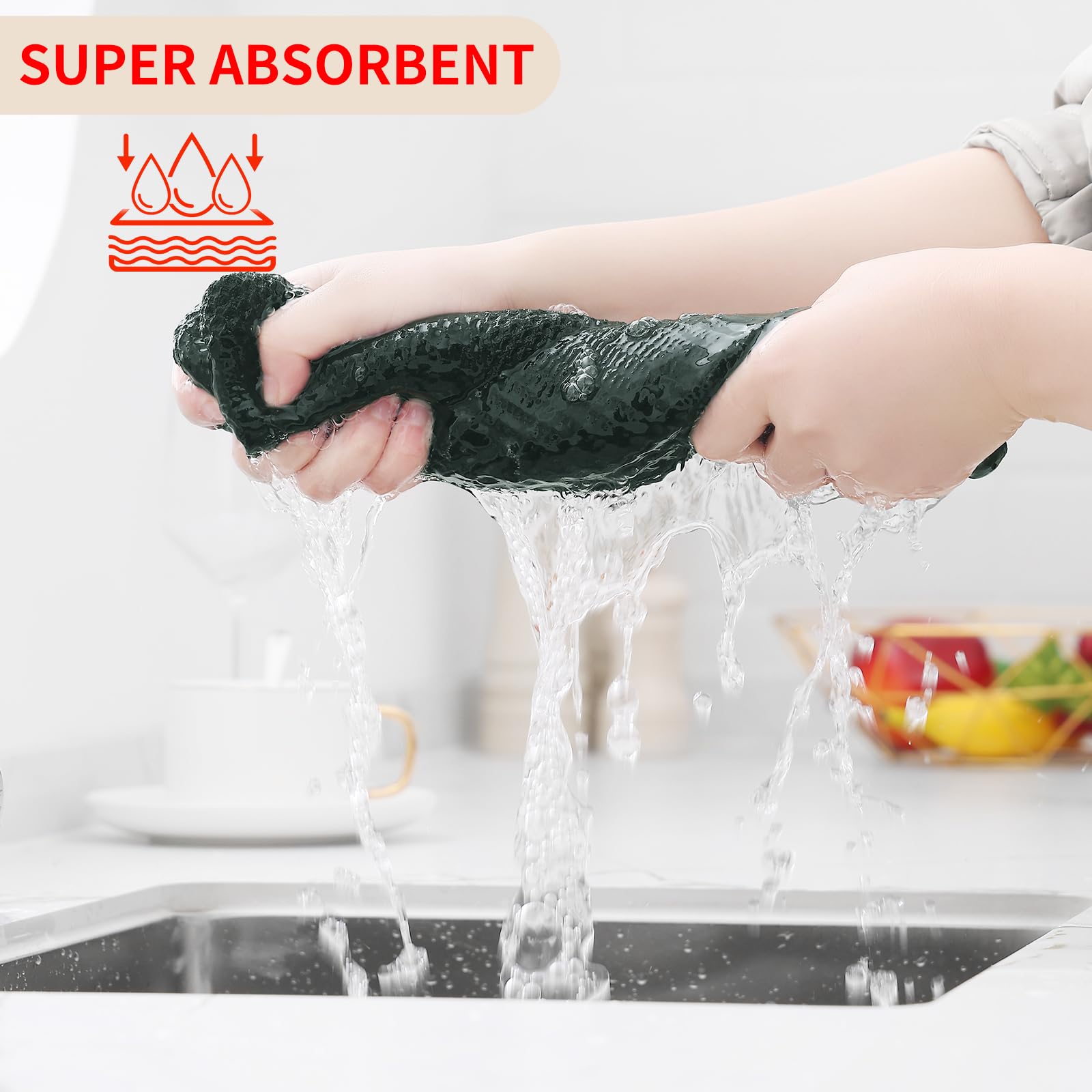 Homaxy absorbent kitchen towels ideal for quick drying dishes and surfaces