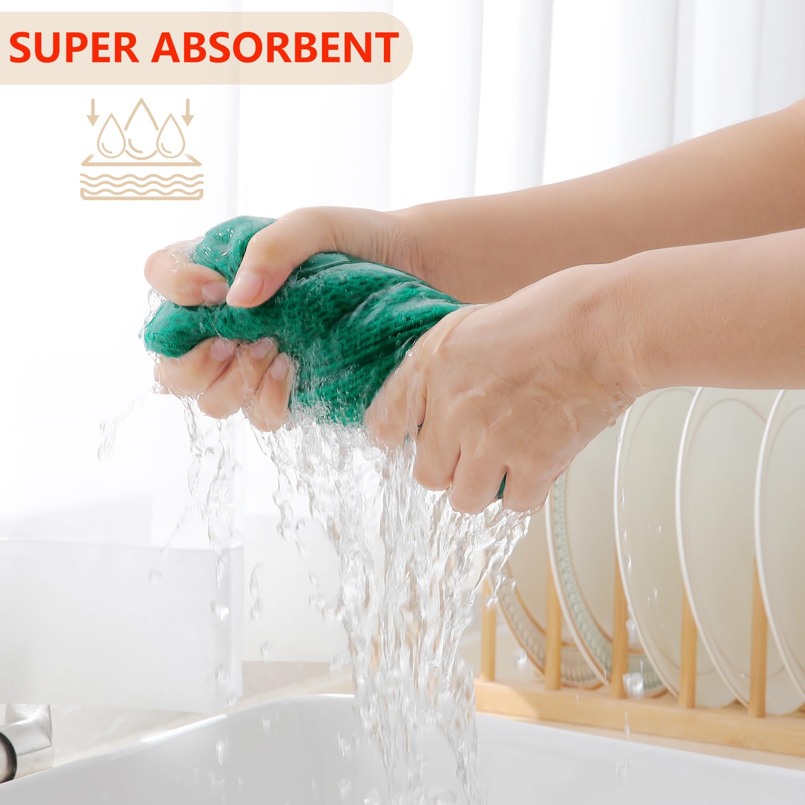 Homaxy absorbent kitchen towels in action wiping a surface