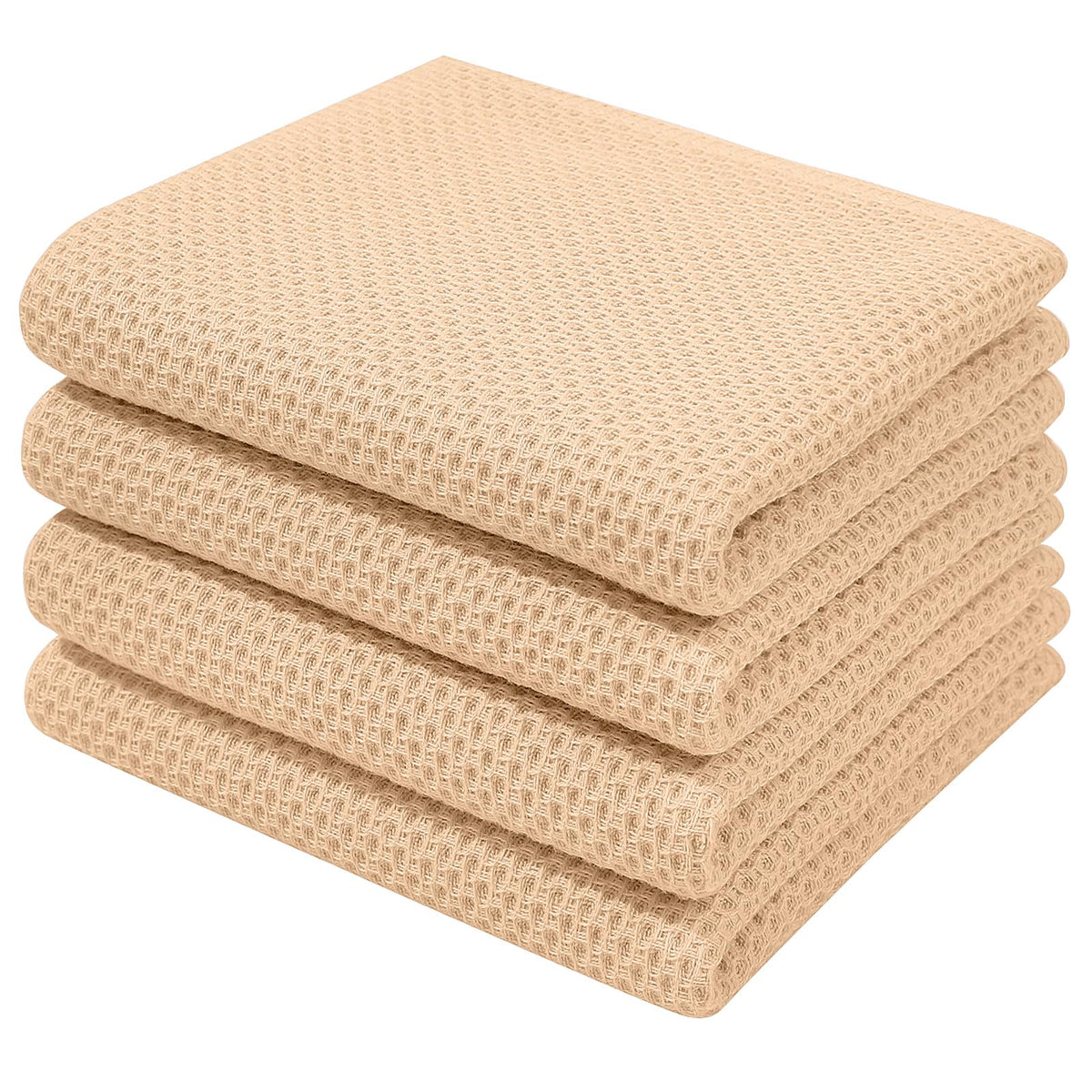 Homaxy apricot waffle towel folded, ultra soft and absorbent for everyday kitchen drying