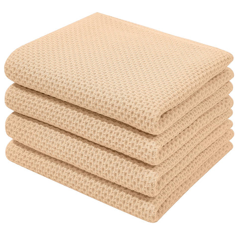 Homaxy apricot waffle towel folded, ultra soft and absorbent for everyday kitchen drying