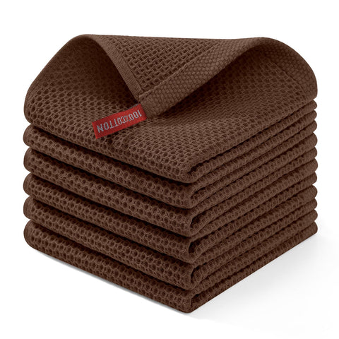 Homaxy coffee dishcloth waffle closeup showing soft, durable cotton weave.
