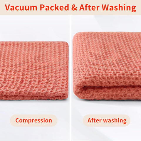 Homaxy six-pack dishcloths in coral coordinate with any kitchen décor.