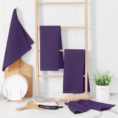 Homaxy cotton dishcloths provide lightweight, breathable performance in bright eggplant.
