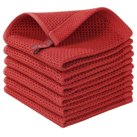 Homaxy brick red dishcloth on counter for daily drying
