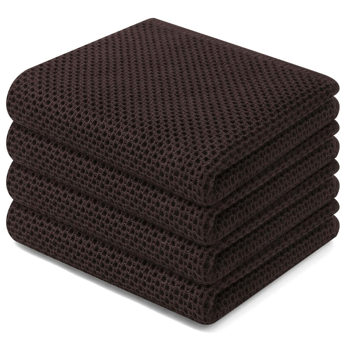 Homaxy dark brown waffle towels folded, soft and durable for everyday kitchen tasks