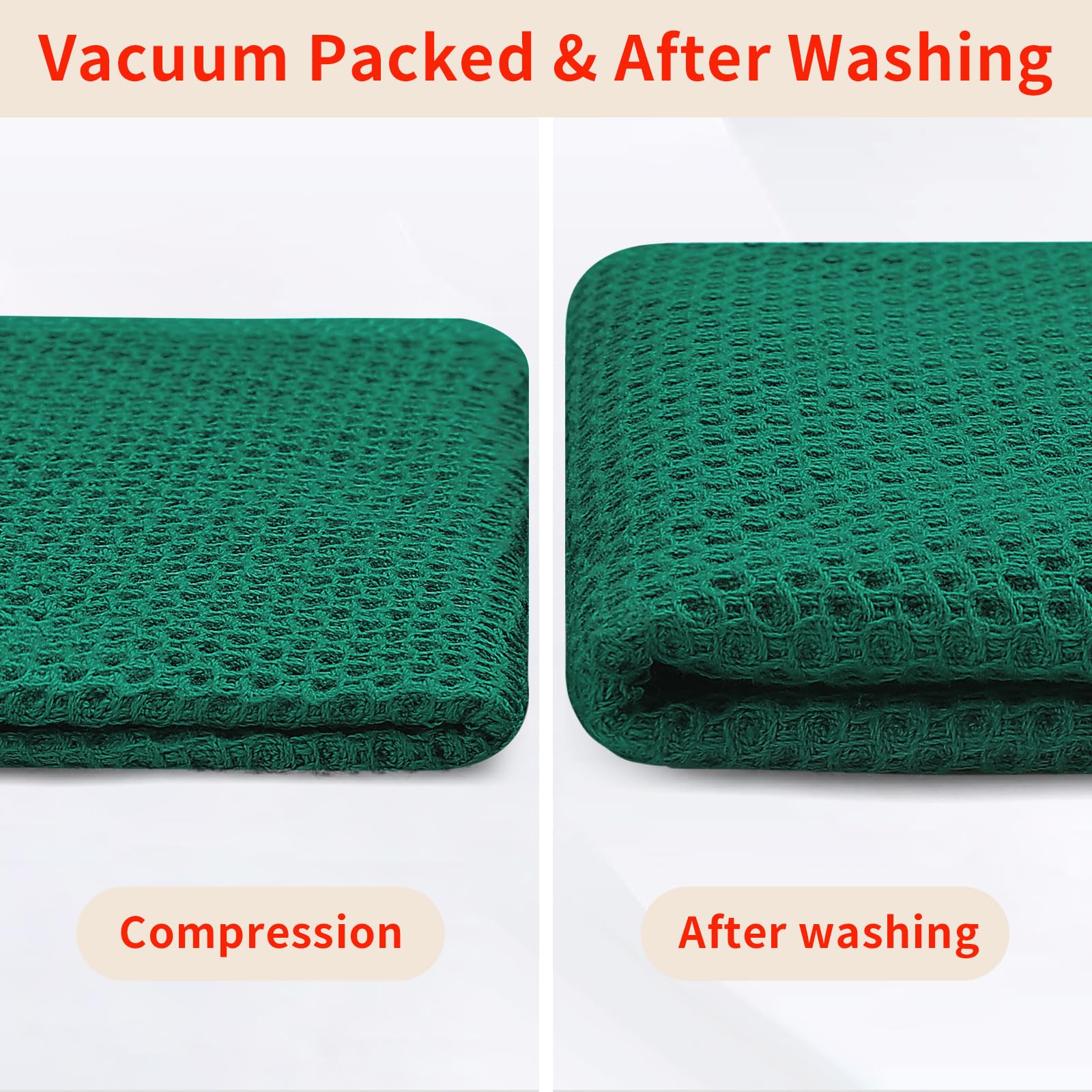 Homaxy dark green towels coordinating with kitchen decor