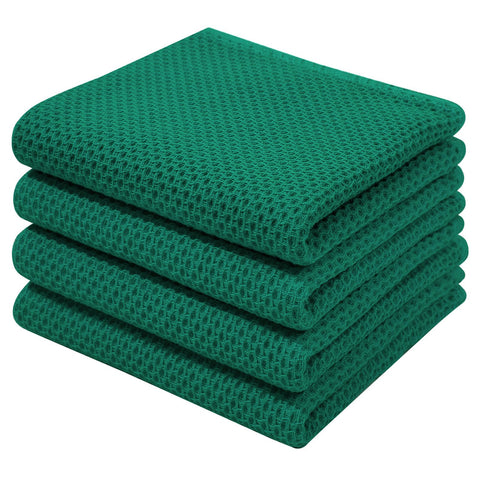 Homaxy dark green waffle weave close-up showing absorbent texture