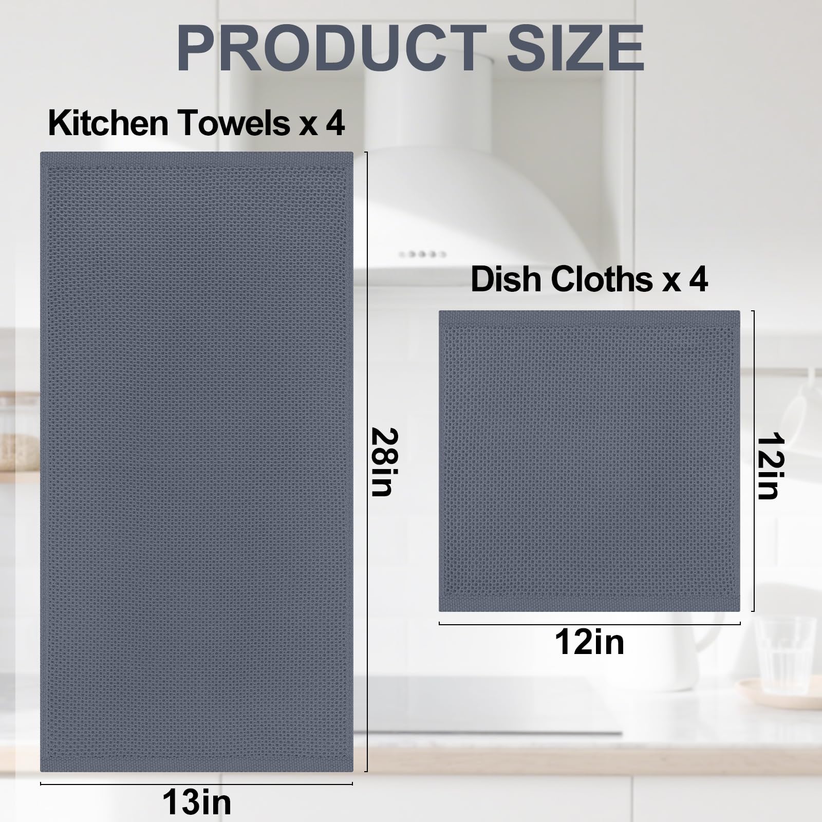 Homaxy dark grey towels add a soft, neutral kitchen touch.
