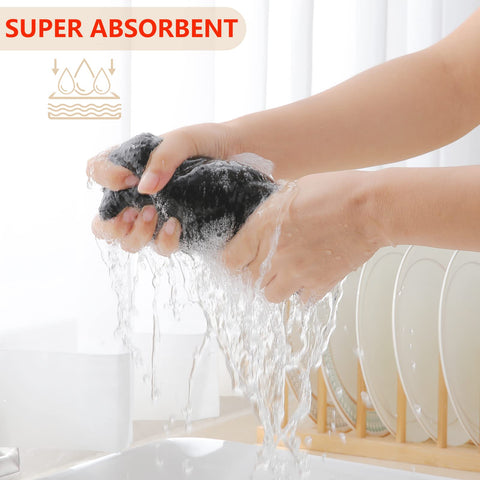 Homaxy dish cloth absorbing moisture from cookware without scratching surfaces