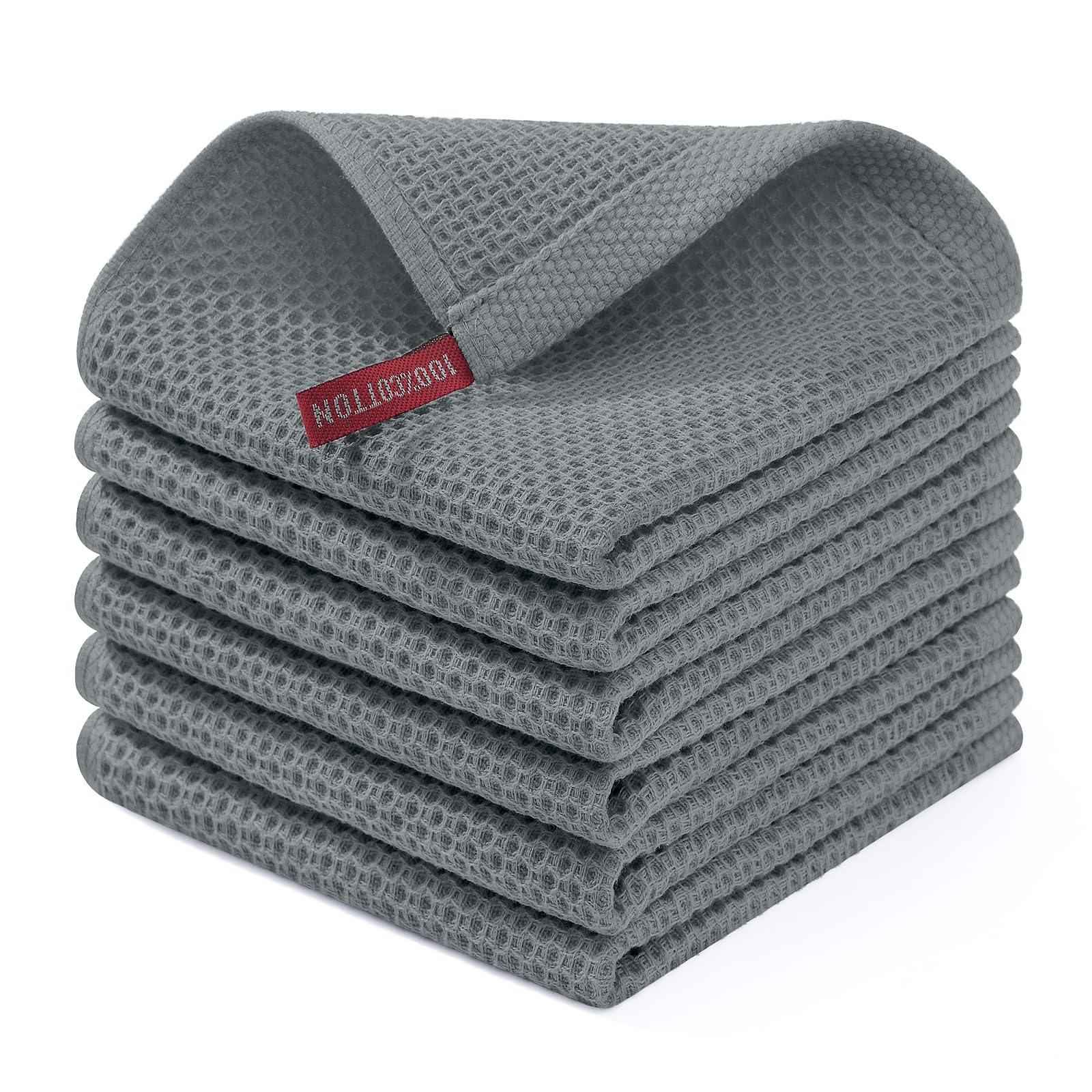 Homaxy dish cloth with honeycomb weave provides gentle cleaning and quick drying for dishes.